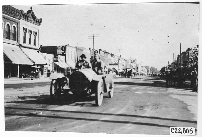 Pierce-Arrow car #108 arriving in Hugo, Colo., at the 1909 Glidden Tour