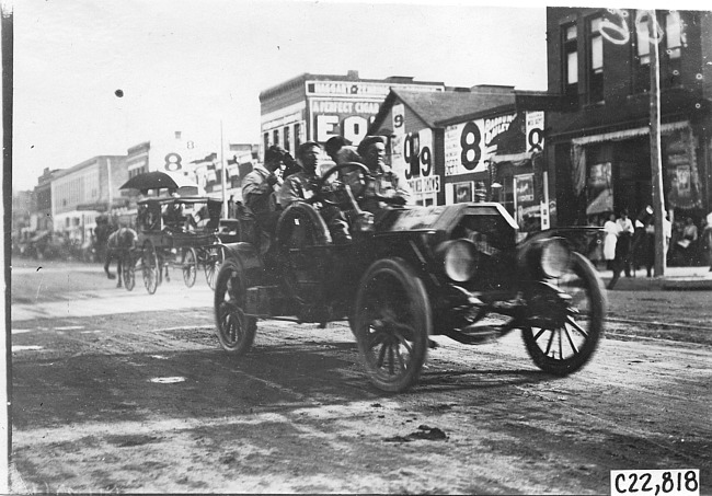 Moline car #100 arriving in Hugo, Colo., at the 1909 Glidden Tour