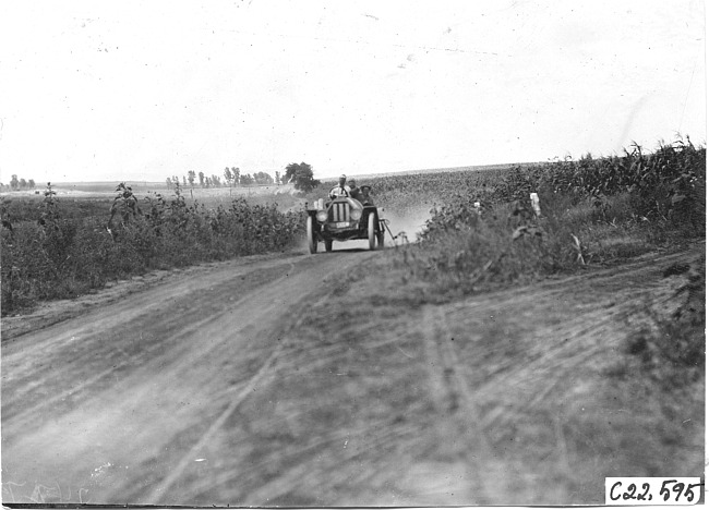 Jewell car on rural road near Bunker Hill, Kan., at 1909 Glidden Tour