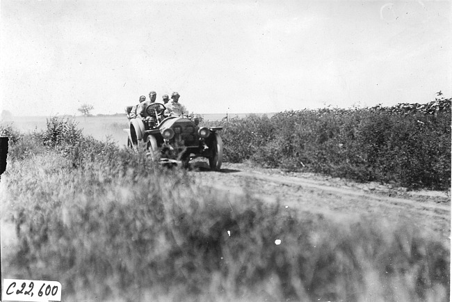 Chalmers car on rural road near Bunker Hill, Kan., at 1909 Glidden Tour
