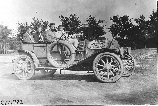 Jean Bemb in Chalmers car at Kansas City, Mo., at 1909 Glidden Tour