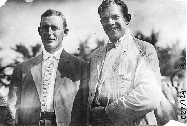 John Williams and Walter Winchester posed together in Kansas City, Mo., at 1909 Glidden Tour