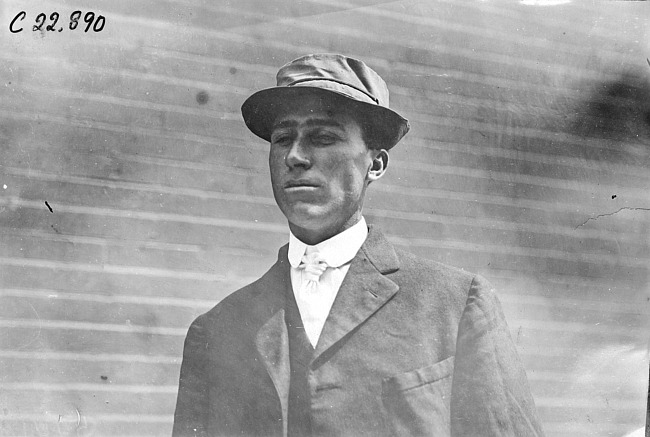 F.A. Trinkle, driver of Bush car, at 1909 Glidden Tour