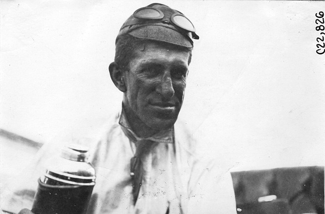 George Davis with thermos at 1909 Glidden Tour