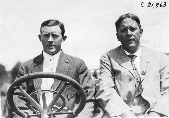 H.D. Weller and R. McNamara in Premier car, at 1909 Glidden Tour