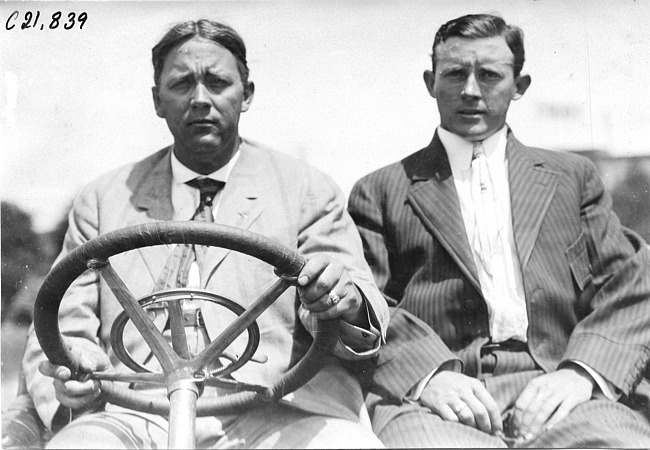H.D. Weller and R. McNamara in Premier car, at 1909 Glidden Tour