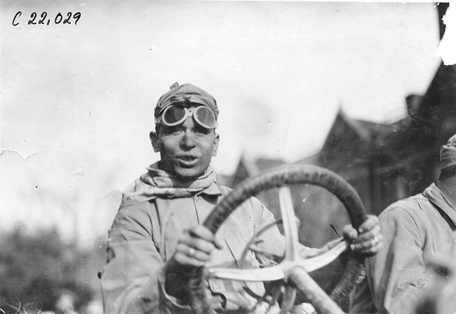 John Machesky in Chalmers car, at 1909 Glidden Tour