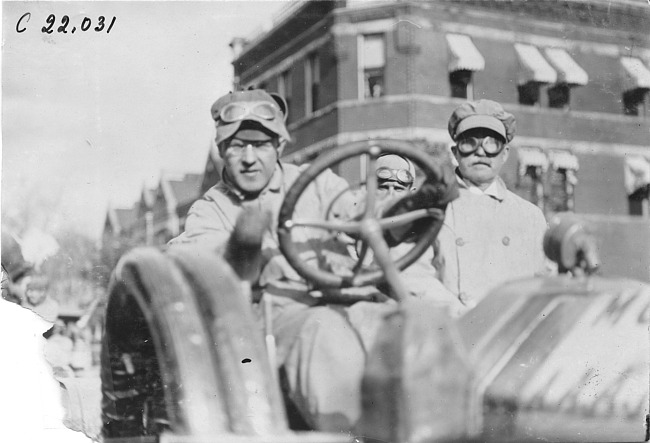 C.H. Van Dervoort in Moline car, at 1909 Glidden Tour