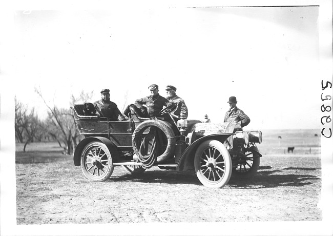 Denver Motor Club escort car parked off road, on pathfinder tour for 1909 Glidden Tour