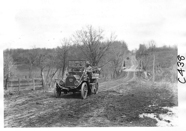 E.M.F. car on country road, on pathfinder tour for 1909 Glidden Tour