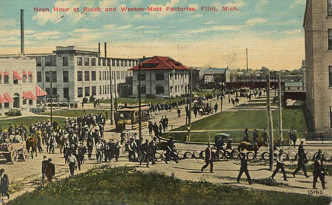 Noon hour at Buick and Weston-Mott factories, Flint, Mich.
