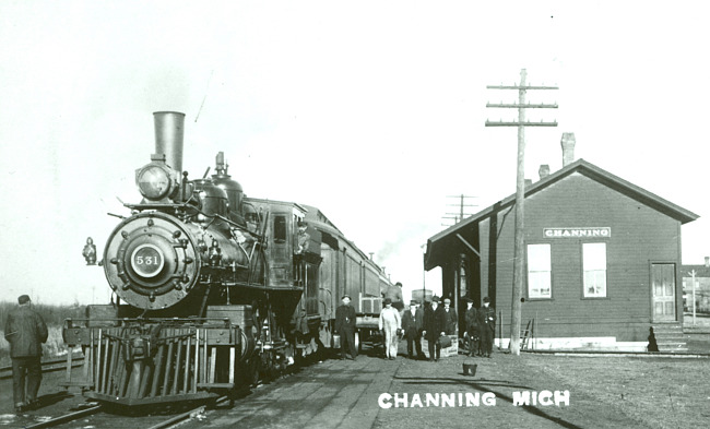 Railroad station in Channing, Michigan