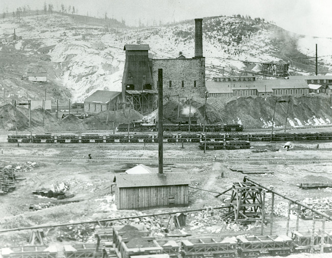 View of the Chapin Mine's D shaft complex in Iron Mountain, looking east