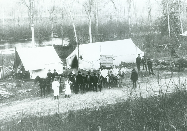 Camp 4 of the Michigan State Telephone Company, located on the Brule River in northeastern Wisconsin