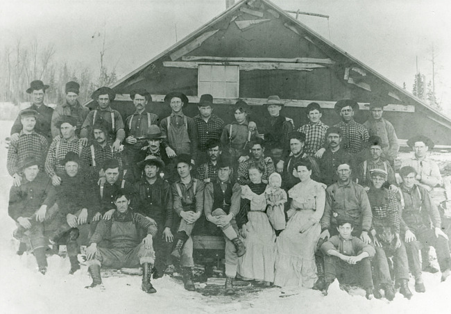 Crew at the Jauquet brothers' logging camp