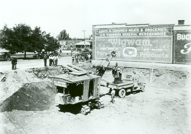 View of the excavation for a new business at the northeast corner of South Stephenson Avenue and Eas