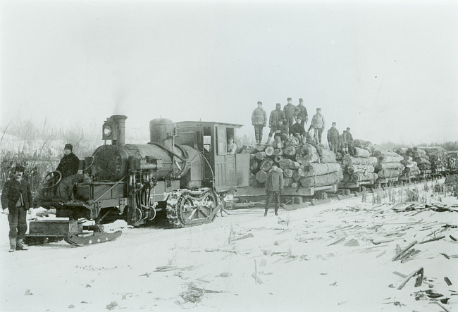 Foster City's Morgan Lumber and Cedar Company steam hauling locomotive