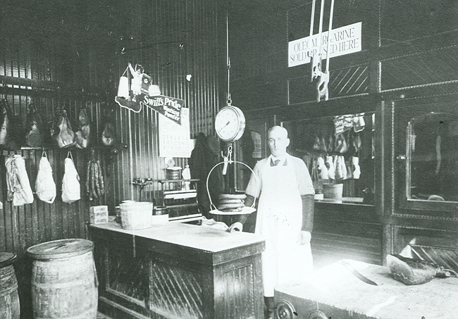Meat market of the Morgan Lumber and Cedar Company in Foster City