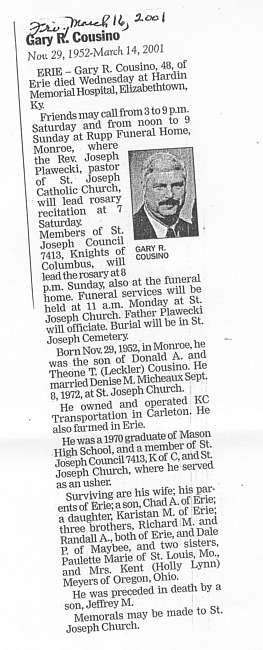 Cousino, Gary R.