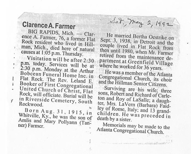 Farmer, Clarence A.