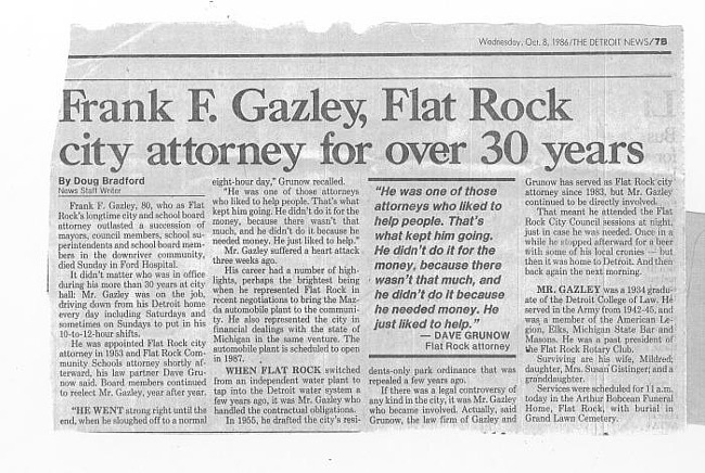 Gazley, Frank F.