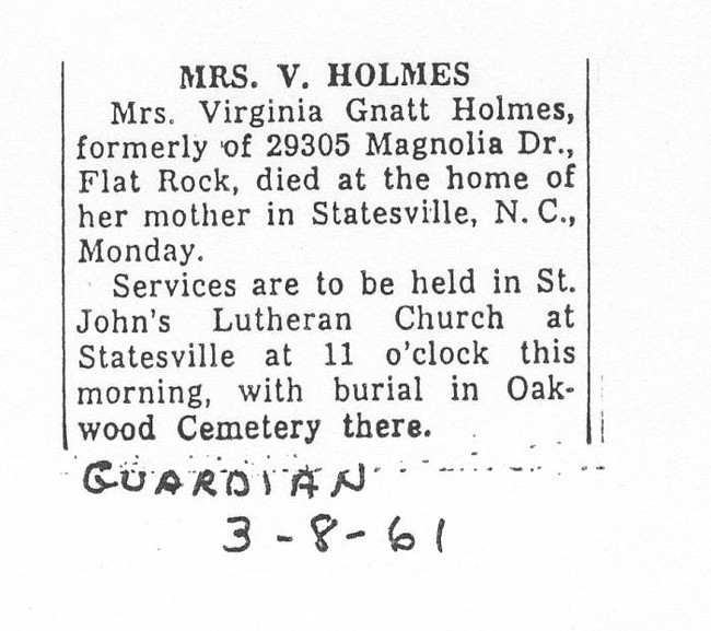 Holmes, Virginia Gnatt