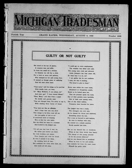 Michigan tradesman. Vol. 40 no. 2029 (1922 August 9)