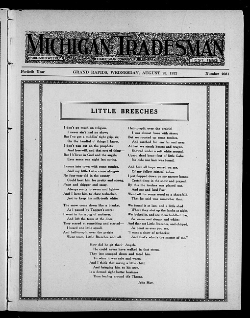 Michigan tradesman. Vol. 40 no. 2031 (1922 August 23)