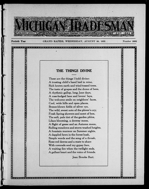 Michigan tradesman. Vol. 40 no. 2032 (1922 August 30)