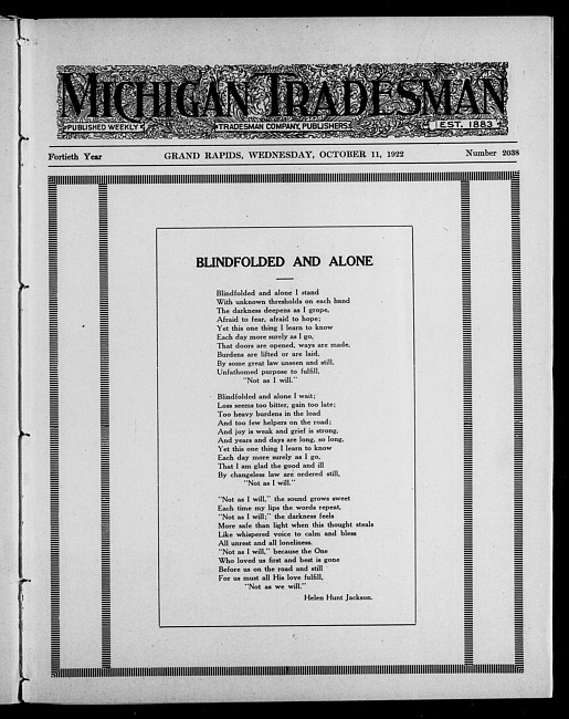Michigan tradesman. Vol. 40 no. 2038 (1922 October 11)