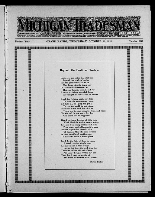 Michigan tradesman. Vol. 40 no. 2040 (1922 October 25)
