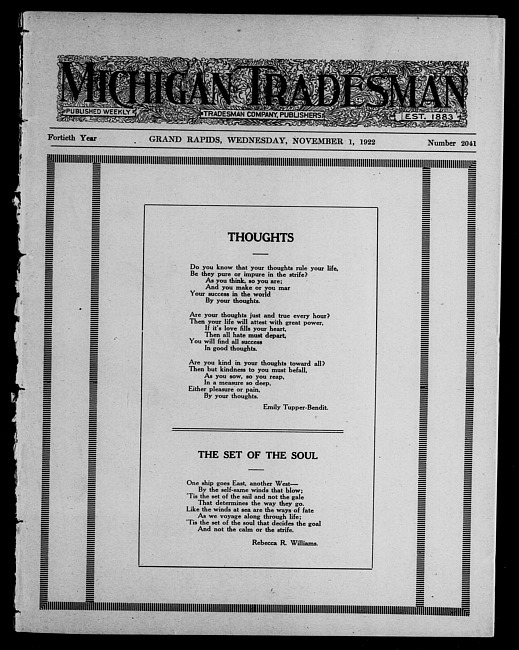 Michigan tradesman. Vol. 40 no. 2041 (1922 November 1)