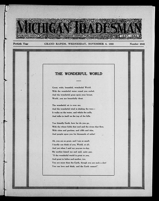 Michigan tradesman. Vol. 40 no. 2042 (1922 November 8)