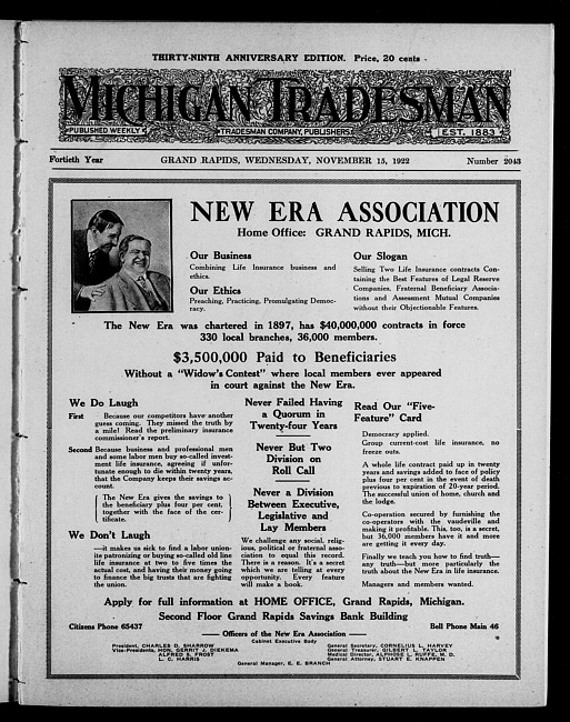 Michigan tradesman. Vol. 40 no. 2043 (1922 November 15)