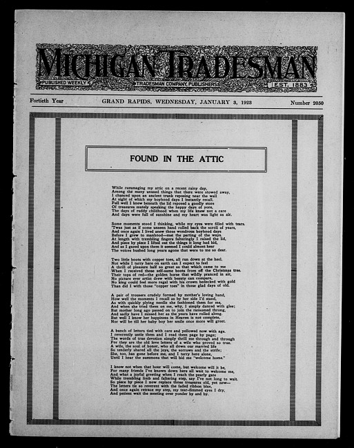 Michigan tradesman. Vol. 40 no. 2050 (1923 January 3)
