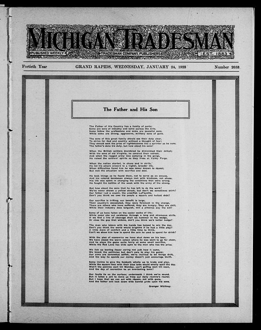 Michigan tradesman. Vol. 40 no. 2053 (1923 January 24)