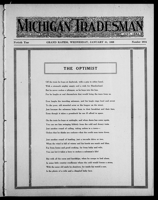 Michigan tradesman. Vol. 40 no. 2054 (1923 January 31)