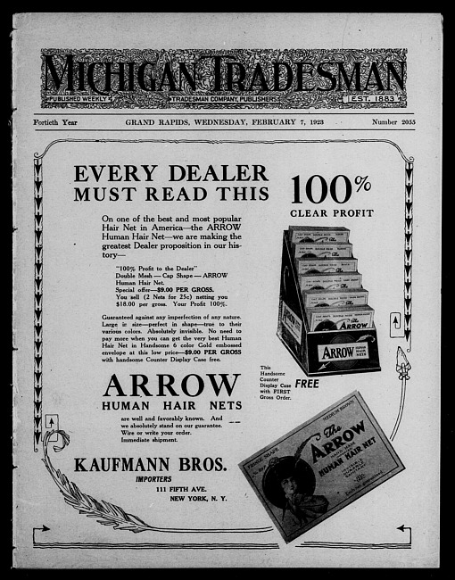Michigan tradesman. Vol. 40 no. 2055 (1923 February 7)