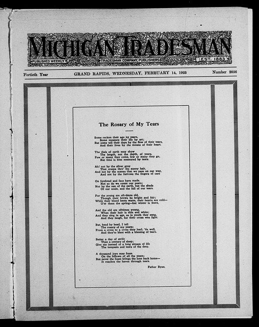 Michigan tradesman. Vol. 40 no. 2056 (1923 February 14)