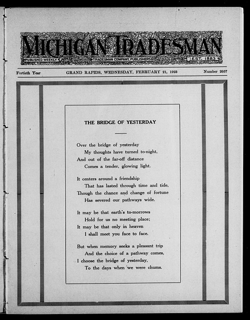 Michigan tradesman. Vol. 40 no. 2057 (1923 February 21)