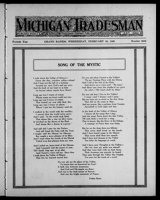 Michigan tradesman. Vol. 40 no. 2058 (1923 February 28)