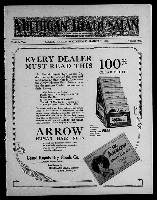 Michigan tradesman. Vol. 40 no. 2059 (1923 March 7)