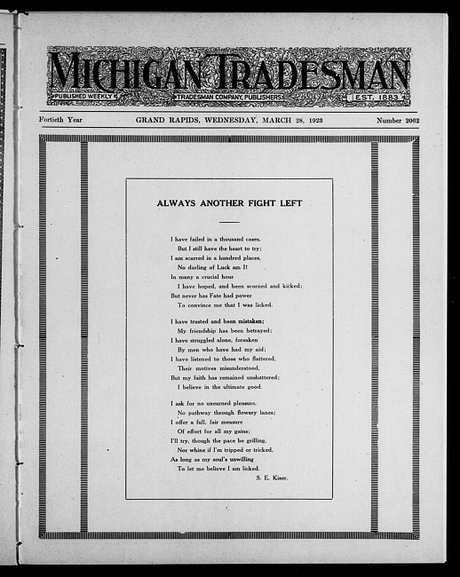 Michigan tradesman. Vol. 40 no. 2062 (1923 March 28)