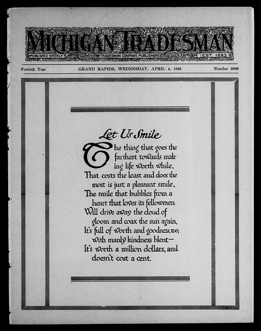Michigan tradesman. Vol. 40 no. 2063 (1923 April 4)