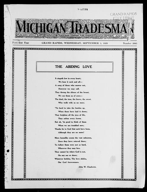 Michigan tradesman. Vol. 41 no. 2085 (1923 September 5)