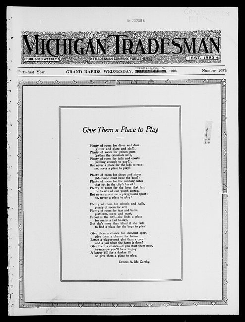 Michigan tradesman. Vol. 41 no. 2098 (1923 December 5)