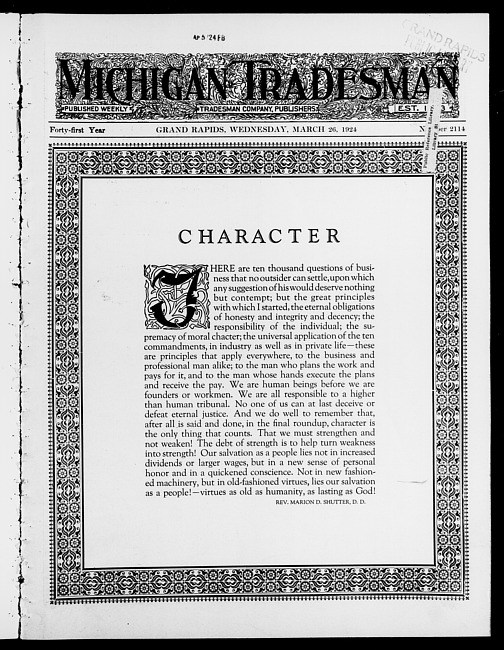 Michigan tradesman. Vol. 41 no. 2114 (1924 March 26)