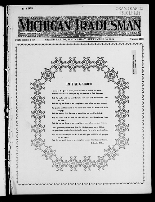 Michigan tradesman. Vol. 42 no. 2138 (1924 September 10)