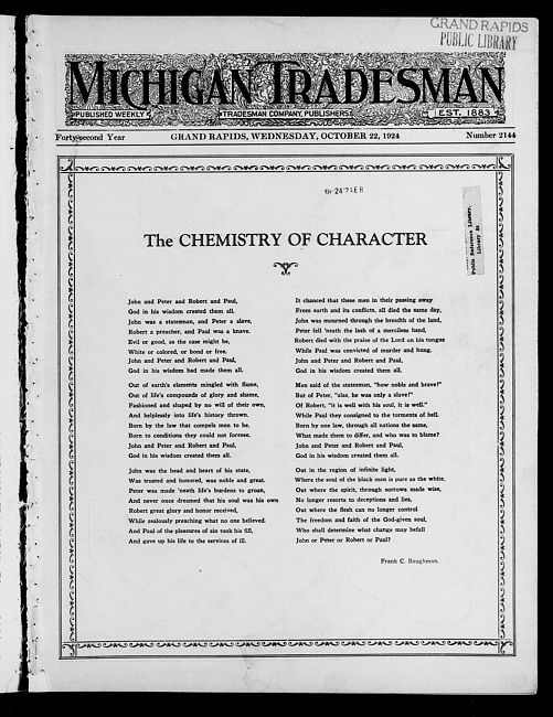 Michigan tradesman. Vol. 42 no. 2144 (1924 October 22)