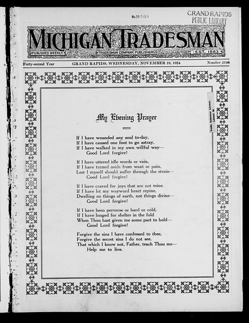 Michigan tradesman. Vol. 42 no. 2148 (1924 November 19)